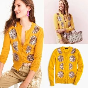 Jcrew mustard sequin embellished cardigan